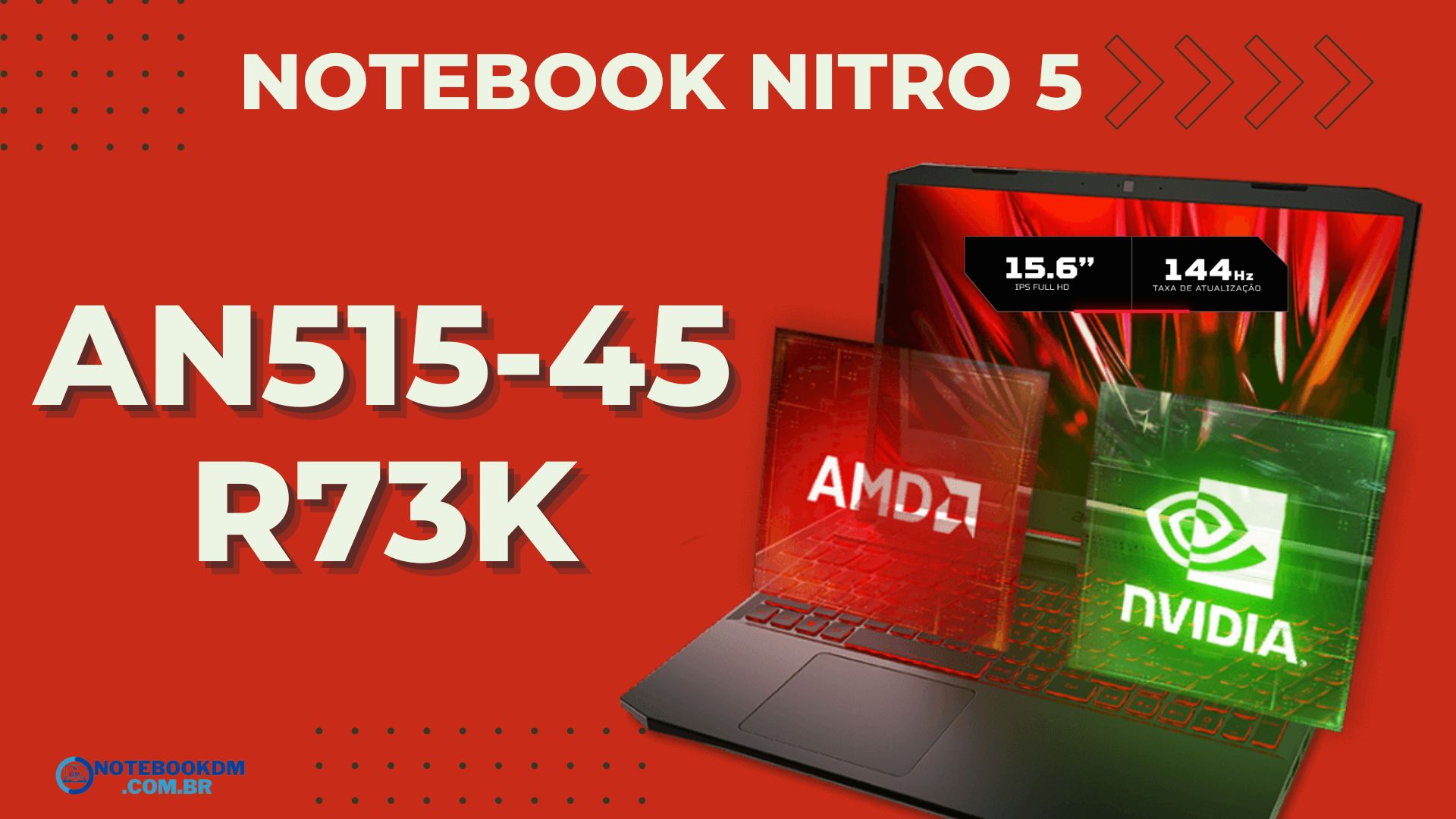 ACER NITRO 5 AN515-45-R73K: Notebook Gamer com Ryzen R7-5800H e Tela de 144 hz