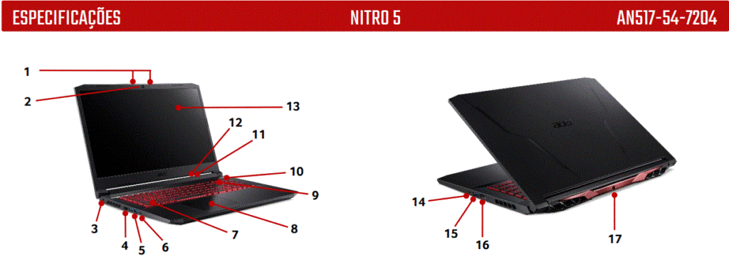 Nitro 5 An517-54: Modelos, ficha técnica e lojas 9 ACER NITRO 5 AN517-54-7204: Notebook com RTX 3050 e i7-11800H