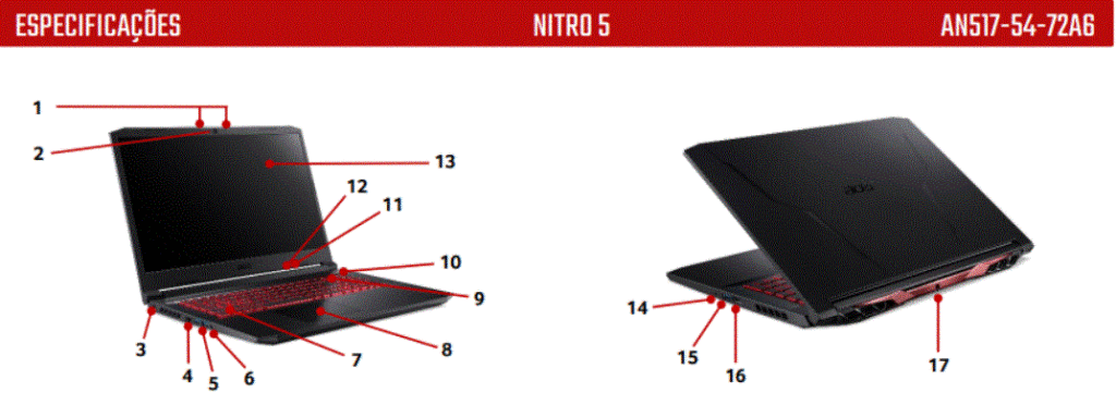 Nitro 5 An517-54: Modelos, ficha técnica e lojas 11 ACER NITRO 5 AN517-54-72A6: Notebook Gamer com GeForce GTX 1650