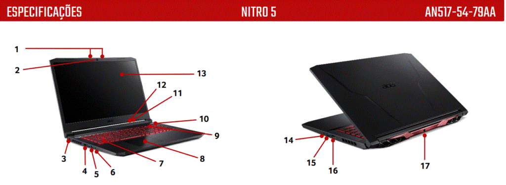 ACER NITRO 5 AN517-54-79AA: Notebook Gamer Acer com GeForce GTX 1650 3 ACER NITRO 5 AN517-54-79AA: Notebook Gamer Acer com GeForce GTX 1650