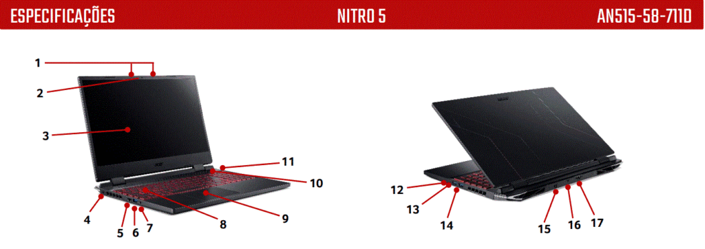 Acer Nitro 5 AN515-58-711D: Novo lançamento 3 Acer Nitro 5 AN515-58-711D Notebook com i7-12700H + RTX 3050