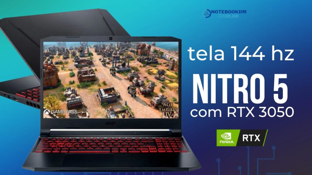 ACER NITRO 5 RTX 3050 Tela de 15.6" Full HD IPS 144HZ 8 GB