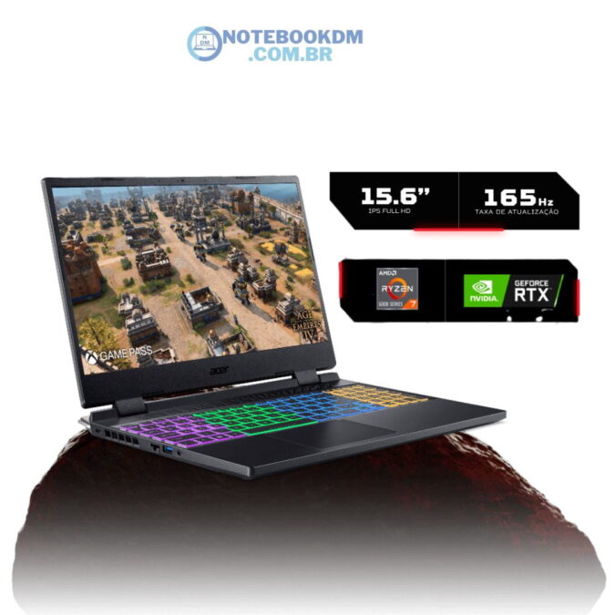 Nitro 5 AN515-46-R6JQ: Notebook com Ryzen 7 6800H + GeForce RTX 3060 2 Nitro 5 AN515-46-R6JQ: Modelo BGS 2022 com RTX 3060 6 GB