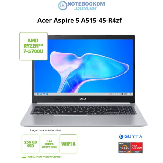 Acer Aspire 5 A515-45-R4zf: Notebook com Tela IPS LINUX Gutta