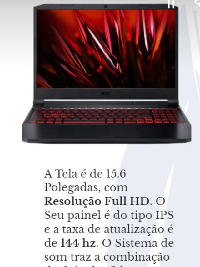 ACER Notebook Gamer Nitro 5 AN515-57-52ZQ É Bom