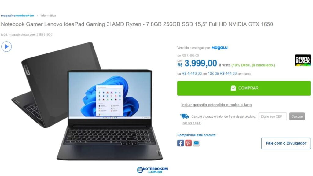 Lenovo Notebook IdeaPad Gaming 3i 82MJ0001BR Oferta Black 2 Lenovo Notebook IdeaPad Gaming 3i 82MJ0001BR Oferta Black 2022