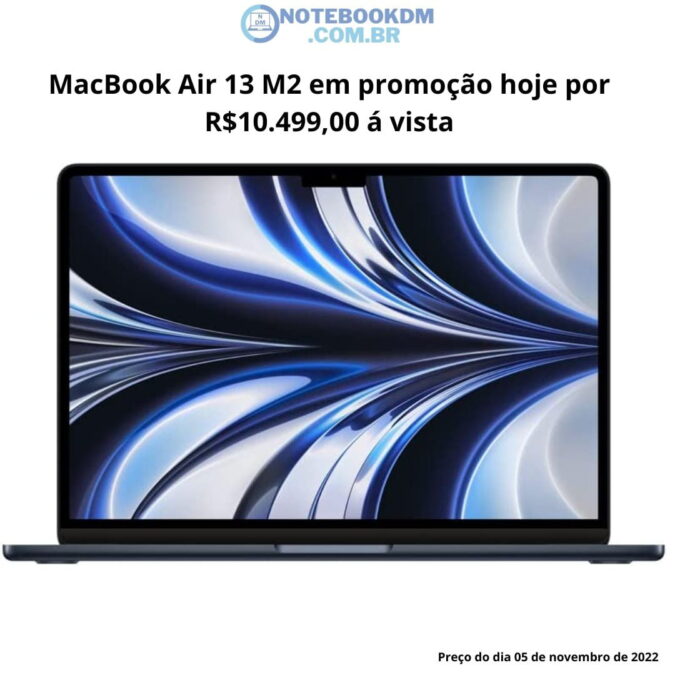 MacBook Air 13 M2 em promoção hoje por R$10.499,00 á vista