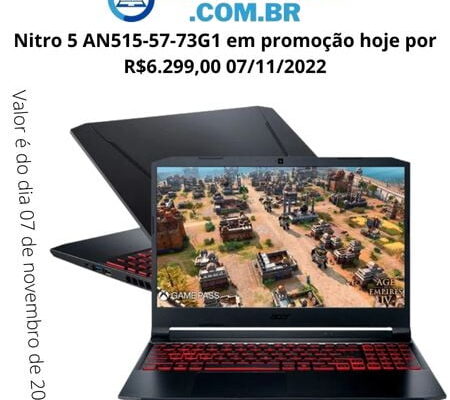 Nitro 5 AN515-57-73G1 por R$6.299,00 com Cupom de desconto
