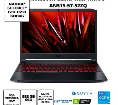 Notebook Gamer Acer Nitro 5 AN515-57-52ZQ Na Black Friday 2022 - Black Das Blacks 2022​