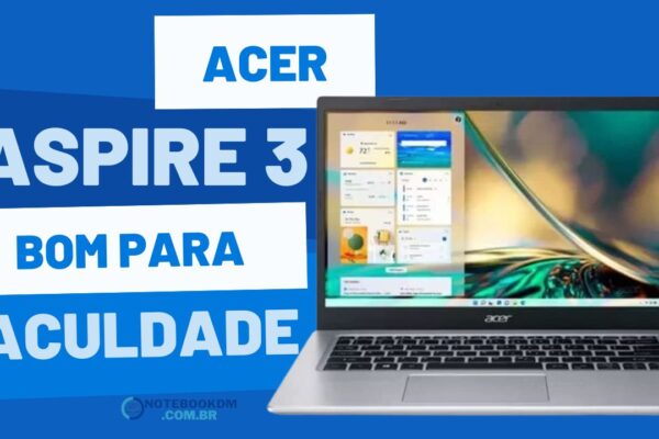 Este Acer Aspire 3 tem como principais destaques, a sua tela Full HD, seu processador da Décima Primeira Geração, e o seu SSD que garante grande velocidade de carregamento.