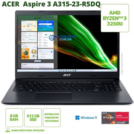 ACER Notebook Aspire 3 A315-23-R5DQ com Ryzen 3-3250U