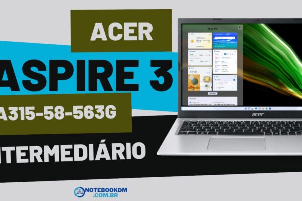 O Notebook Acer Aspire 3 A315-58-563G é um excelente intermediário para estudar ou trabalhar com projetos gráficos básicos. O modelo tem uma boa configuração para trabalhar com aplicativos de escritório.