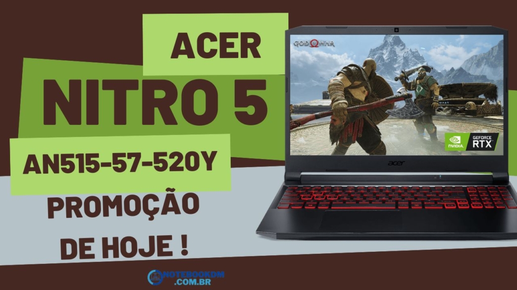 Notebook Gamer Acer Nitro 5 COM Intel Core i5 8GB E RTX 3050 EM PROMOÇÃO HOJE, DIA 6 DE JANEIRO DE 2023. A OFERTA PODE SER MODIFICADA SEM AVISO PRÉVIO PELO ANUNCIANTE, E A PROMOÇÃO ESTÁ SUJEITA A DISPONIBILIDADE DE ESTOQUE.