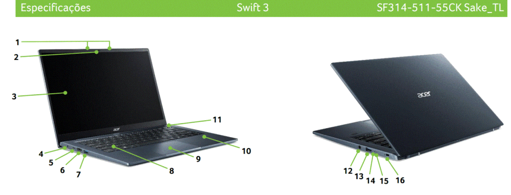 Notebook Acer Swift 3 SF314-511-55CK