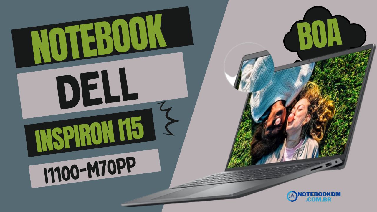Notebook Dell Inspiron i15-i1100-M70PP com GeForce MX 350 + Intel Core i7-1165G7 Memória de 8GB 3200MHz SSD de 256GB Tela Full HD WVA de 15.6