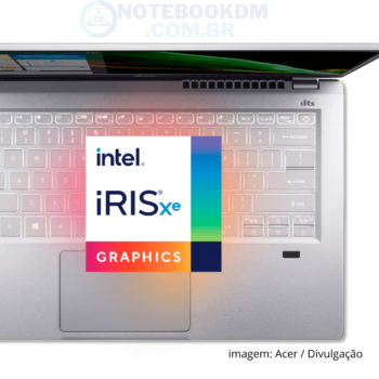 O Seu chip gráfico é um Intel® Iris® Xe Graphics que usa memória compartilhada com a memória RAM do Notebook. A Placa de vídeo integrada tem Suporte às tecnologias: OpenGL® 4.5, OpenCLTM 2.2 e Microsoft® DirectX® 12. Está GPU pode oferecer um bom desempenho gráfico para executar tarefas gráficas de nível básico.