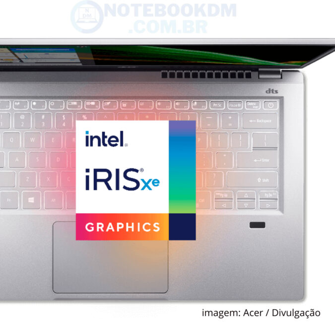 O Seu chip gráfico é um Intel® Iris® Xe Graphics que usa memória compartilhada com a memória RAM do Notebook. A Placa de vídeo integrada tem Suporte às tecnologias: OpenGL® 4.5, OpenCLTM 2.2 e Microsoft® DirectX® 12. Está GPU pode oferecer um bom desempenho gráfico para executar tarefas gráficas de nível básico.