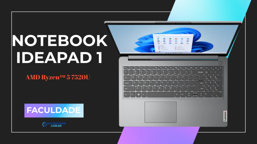 IdeaPad 1 82X50002BR com AMD Ryzen 5 7520U 8 GB 5500MHz