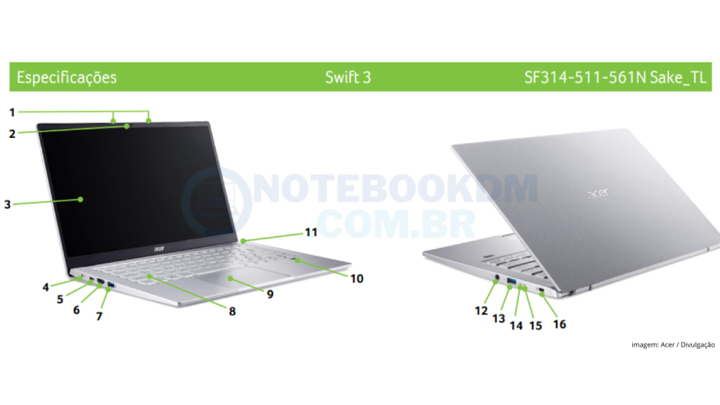 Notebook Acer Swift 3 Intel Core i5 SF314-511-561N 1TB SSD