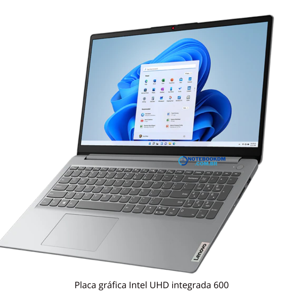 Notebook IdeaPad 1i 82VX0000BR com Intel Celeron N4020 4 GB DDR4-2400MHz (Soldado) 128 GB SSD M.2 Placa gráfica Intel UHD integrada 600