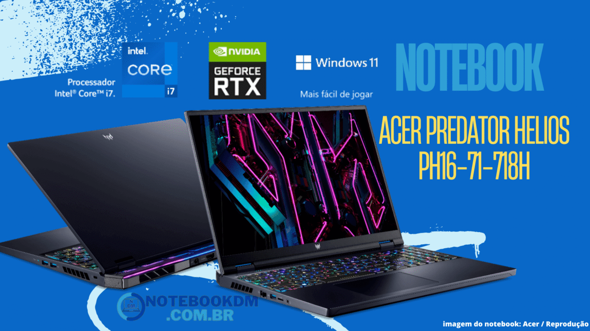 Acer com RTX 4060: Notebook Predator Helios PH16-71-718H