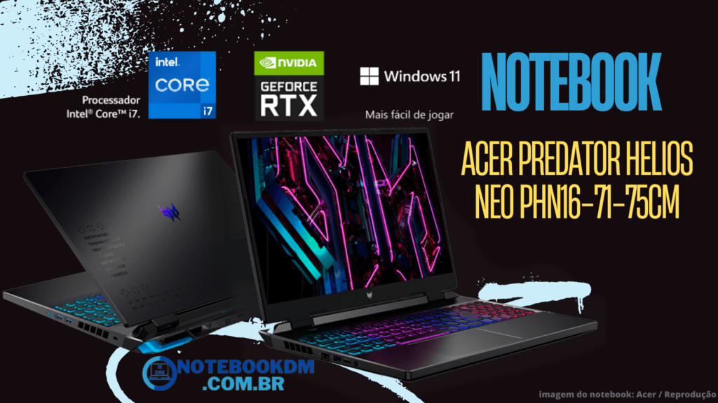 Notebook Acer Predator com RTX 4050 - PHN16-71-75CM