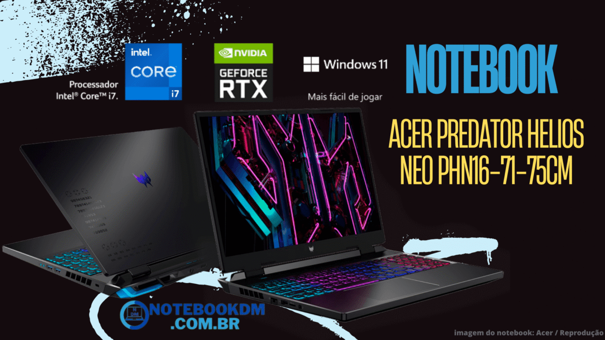 Notebook Acer Predator com RTX 4050 - PHN16-71-75CM