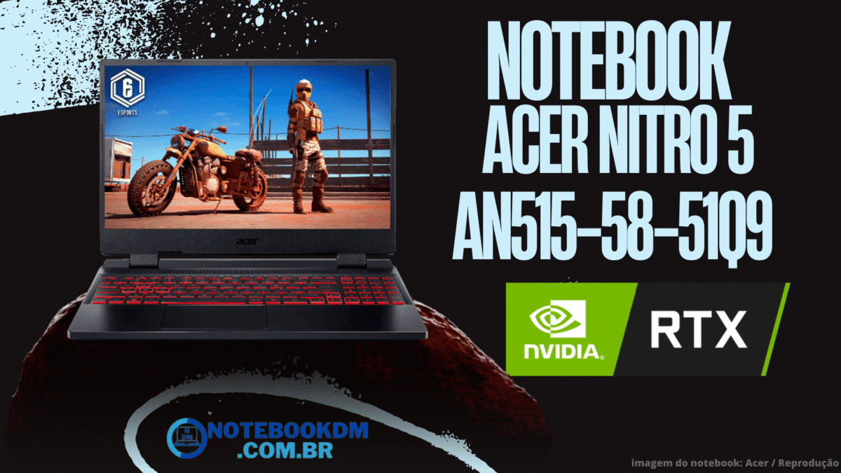 Notebook Gamer Acer Nitro 5 AN515-58-51Q9 com i5 e RTX 3050