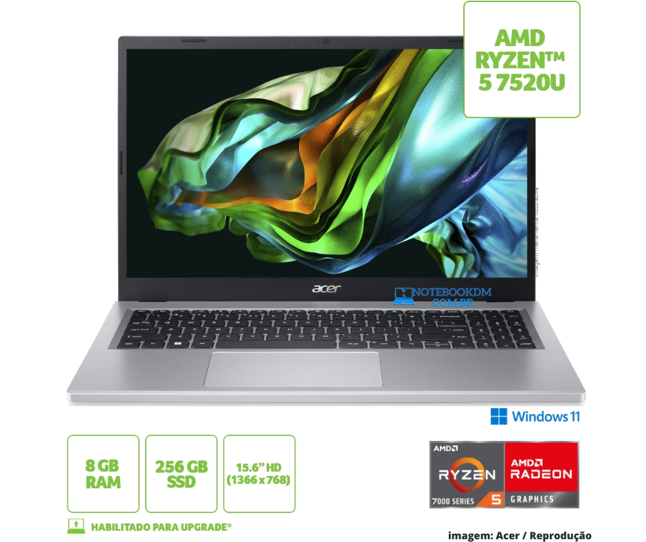 Notebook Acer Aspire 3 A315-24P-R611 Ryzen 5 7520U