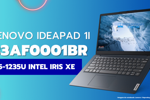 Lenovo IdeaPad 1i 83AF0001BR: Notebook com i5-1235U e Intel Iris Xe 8 GB soldado DDR4-3200 MHz 512 GB SSD M.2 Notebook IdeaPad 1i (Intel 14″)