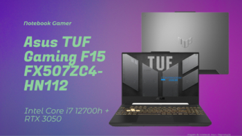 Notebook Gamer Asus TUF Gaming F15 FX507ZC4-HN112: Intel Core i7 12700h RTX 3050 Tela: 15,60" LED backlight VIPS 144Hz anti-glare