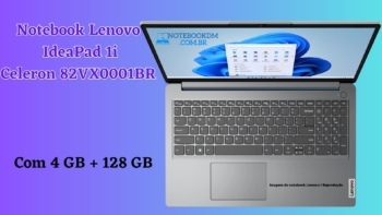 Notebook Lenovo IdeaPad 1i Celeron 82VX0001BR 4GB + 128GB Notebook para estudar ou navegar na internet e assistir filmes ou séries