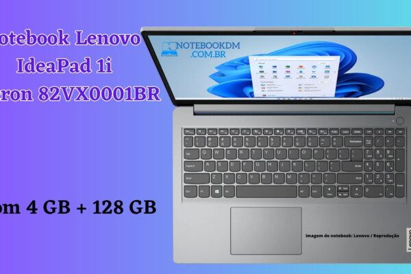 Notebook Lenovo IdeaPad 1i Celeron 82VX0001BR 4GB + 128GB Notebook para estudar ou navegar na internet e assistir filmes ou séries