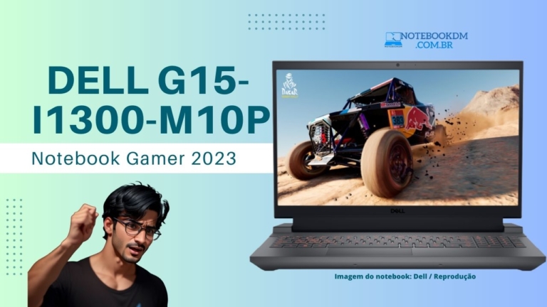Notebook Gamer Dell G15-i1300-M10P 13ª Geração i5 RTX 3050 i5-13450HX SSD de 256GB PCIe NVMe M.2 Memória de 8GB DDR5 (1x8GB) 4800MHz