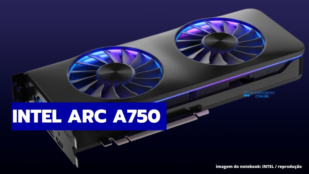 Intel ARC A750: Placa de vídeo Intel ARC de 8 GB Ray Tracing Frequência gráfica de clock pode ser de até 2050 MHz. 28 Unidades de ray tracing