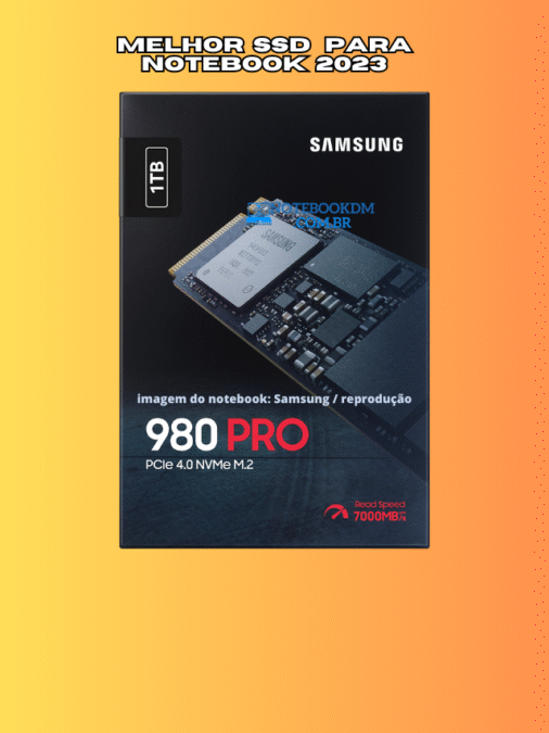 Melhor SSD para Notebook 2023 Samsung 980 PRO 1TB NVMe M.2 SSD, PCIe Gen 4.0 (MZ-V8P1T0BW) Leitura até 7.000 MB/s Gravação sequencial Até 5.000 MB/s Samsung V-NAND MLC de 3 bits Criptografia AES de
