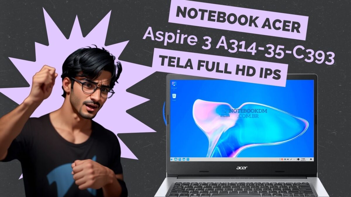 Notebook Acer Aspire 3 A314-35-C393 Celeron N4500 + Tela Full HD IPS 14 POLEGADAS Sistema Operacional Linux Gutta Habilitado para upgrade