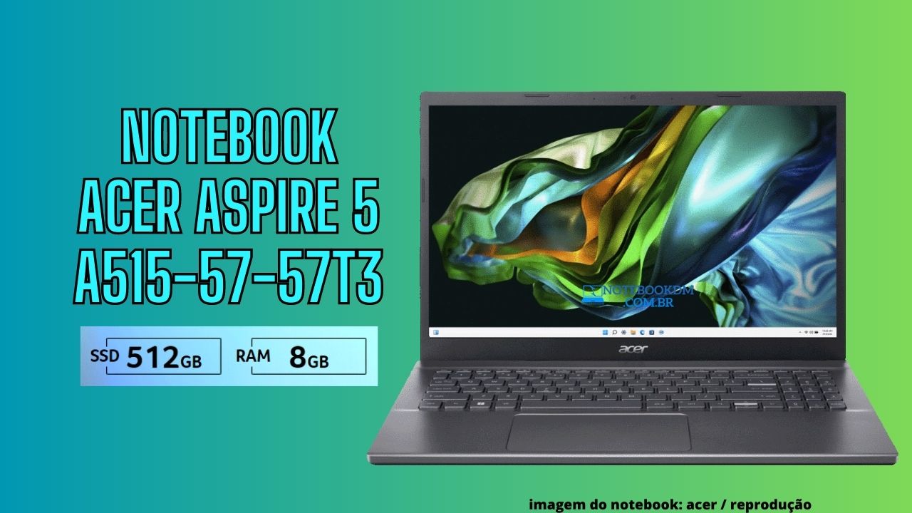 notebook acer aspire 5 A515-57-53Z5 i5– 12450H | Tela Full HD
