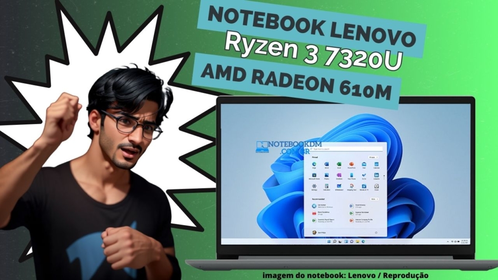 Notebook Lenovo Ryzen 3 7320U AMD Radeon 610M 82X5S00000 Notebook Lenovo Ultrafino IdeaPad 1 R3-7320U 4GB LPDDR5-5500 MHZ 256GB SSD Linux