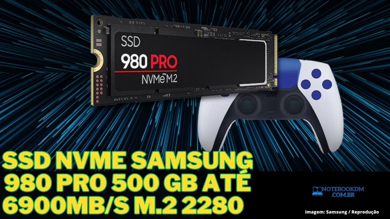 SSD NVME Samsung 980 PRO 500 GB até 6900MB/s M.2 2280 Para Notebook ou PC com placa mãe compatível modelo ‎‎‎MZ-V8P500BW ‎‎0887276394534