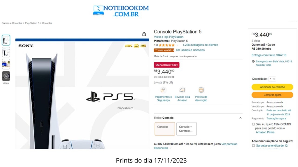 PS5 na Black Friday 2023 em Grande oferta por Menos de 4000