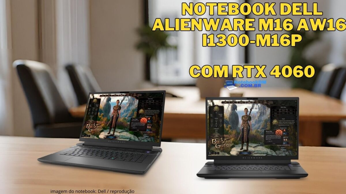Notebook Dell Alienware m16 AW16-i1300-M16P com RTX 4060 e Intel Core i9 13ª Geração Tela 16" QHD 240Hz 16 GB 1TB SSD Intel Core i9-13900HX​