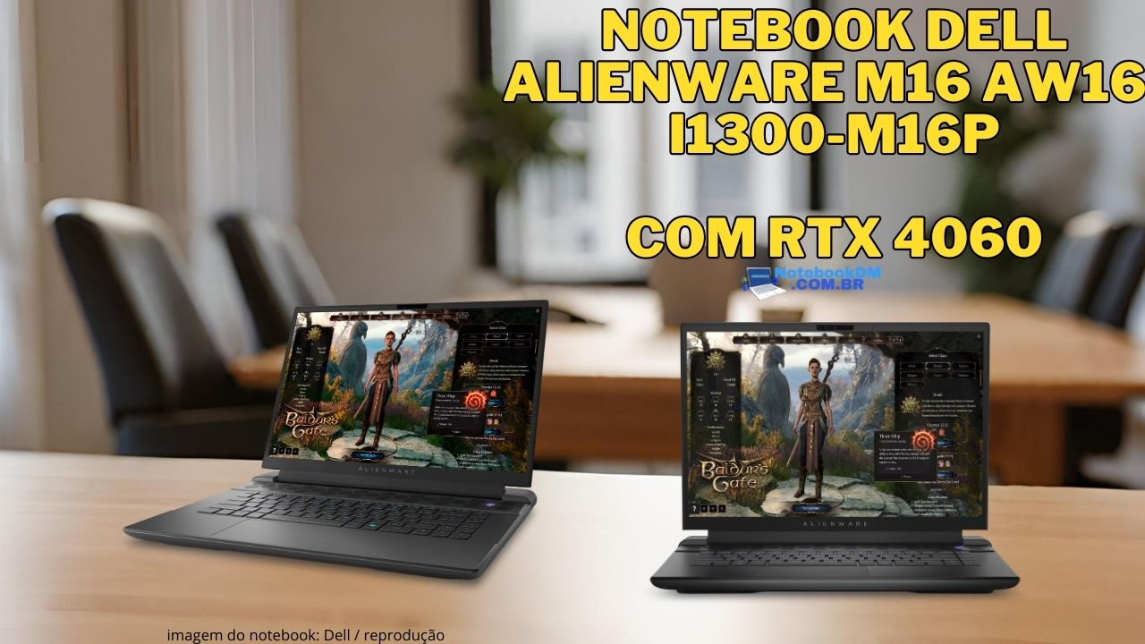 Notebook Dell Alienware m16 AW16-i1300-M16P com RTX 4060 e Intel Core i9 13ª Geração Tela 16" QHD 240Hz 16 GB 1TB SSD Intel Core i9-13900HX​