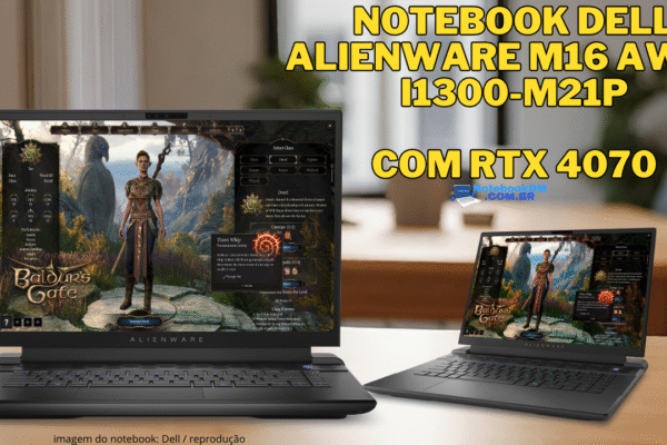 Notebook Dell Alienware m16 AW16-i1300-M21P com RTX 4070 e Intel Core i9-13900HX 13ª Geração, Tela 16" QHD 240Hz , 32GB + 1TB SSD