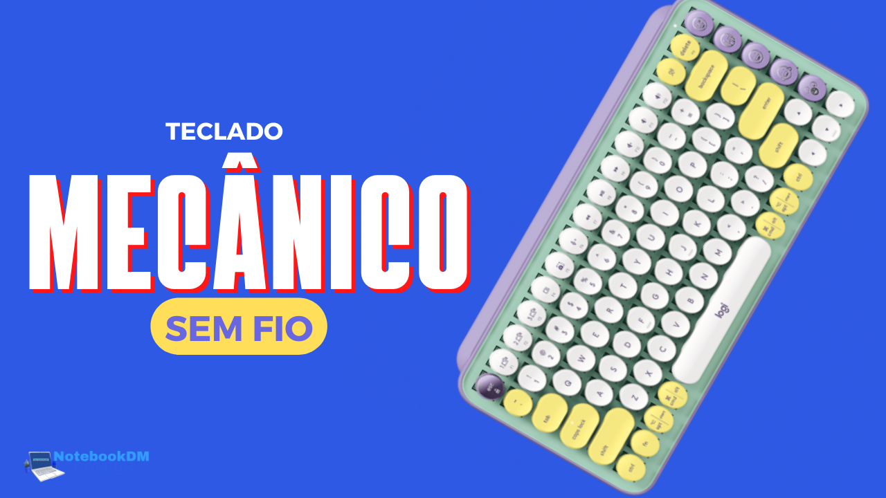 Teclado Mecânico Sem Fio Logitech POP Keys: Instalação através de USB ou Bluetooth, possui oito teclas emoji e lembra a uma maquina de escrever retro ​