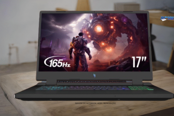 Notebook Acer Nitro 17 AN17-41-R6L9​ com GeForce RTX 4050 Ryzen 7 7840HS 17.3" FHD 165Hz IPS Display 16GB DDR5 1TB SSD Wi-Fi 6E