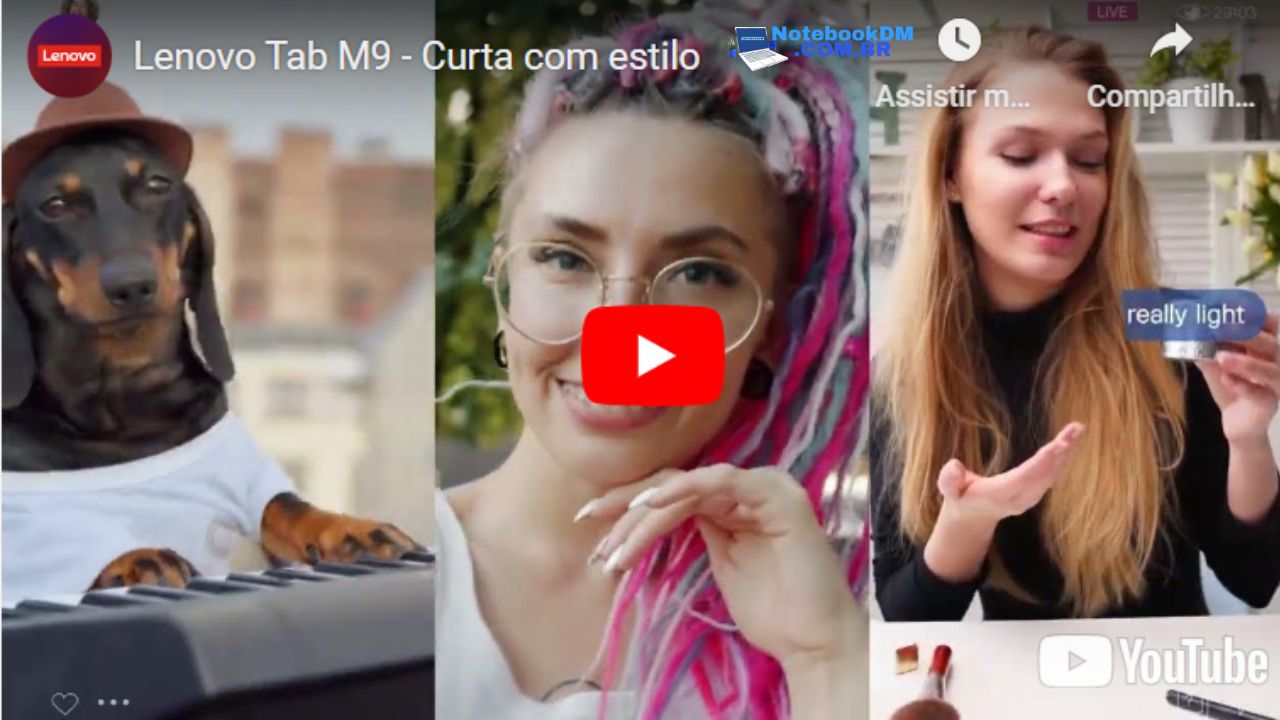 Tablet Lenovo Tab M9 Câmera de 8MP e 2MP