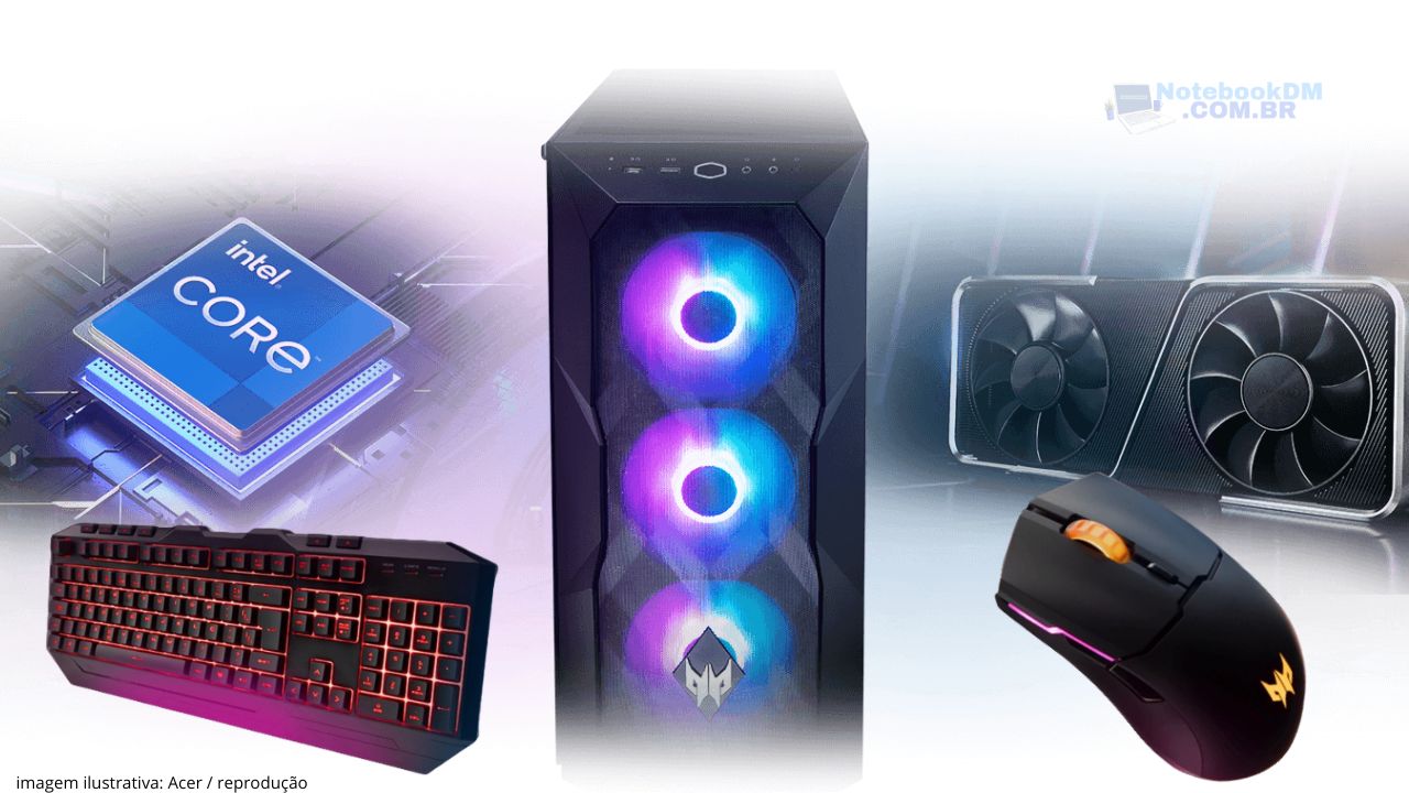 PC gamer Acer RTX3060 12 GB Predator Orion 5000 PO5-620-BR12 - Placa mãe: Intel® B560 Predator com RGB - Intel Core i5-11400