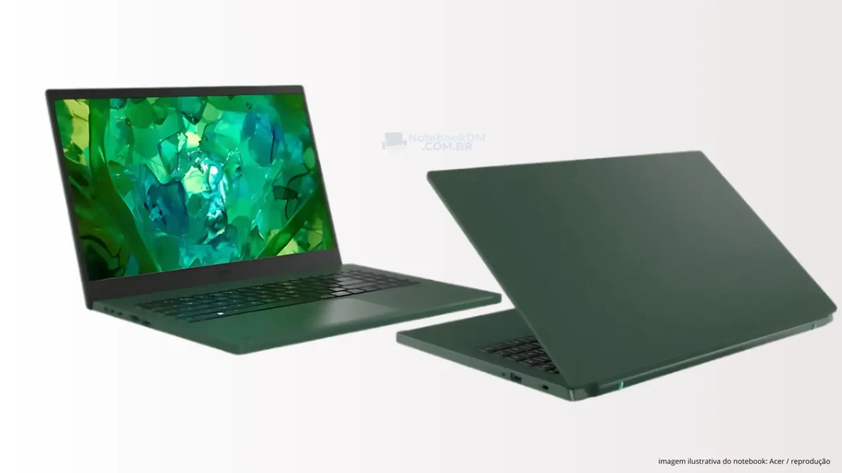 O Aspire Vero AV15-53P-56HM é Notebook ecológico com um Intel Core I5 – 1335U de 13ª geração, Que possui 10 núcleos e frequência de clock de até 4.60 GHZ.