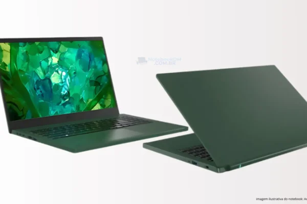 O Aspire Vero AV15-53P-56HM é Notebook ecológico com um Intel Core I5 – 1335U de 13ª geração, Que possui 10 núcleos e frequência de clock de até 4.60 GHZ.